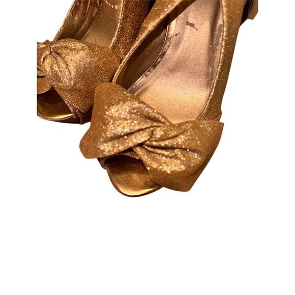 Qupid Ceduce 268 Gold Glitter Slingback Cutie Pie Wedges PERFECT HOLIDAYS! 7.5 - Picture 3 of 7